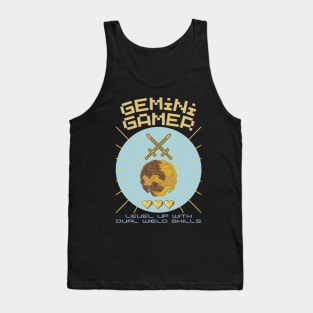 Funny Gemini Zodiac Sign - Gemini Gamer, Level up with dual wield shills Tank Top